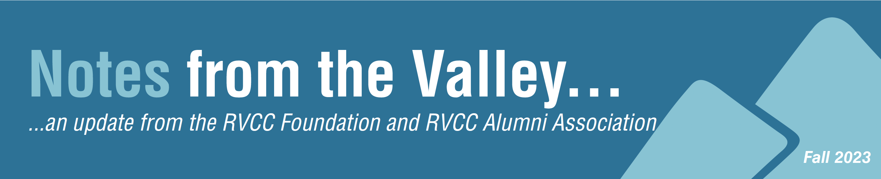 Image of masthead of Notes from the Valley, the RVCC Foundation newsletter.