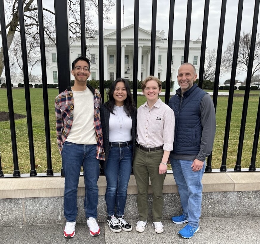 3 honors college student with greg in front of white house