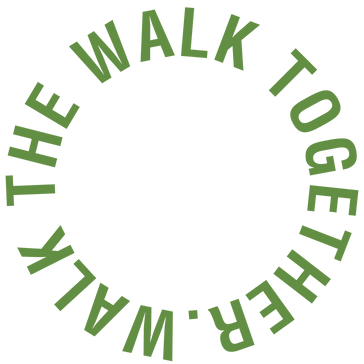 Animated text that says "Walk the walk together"