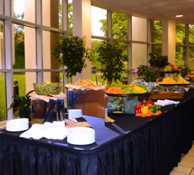 Events Center Lobby with buffet table set up