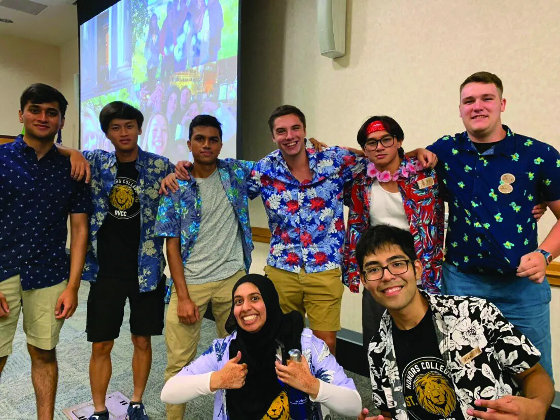 hourse college in hawaiian shirts