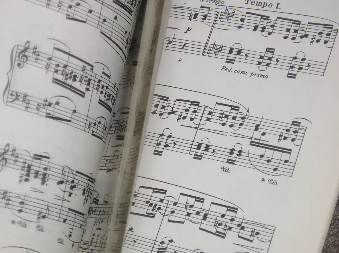 sheet music in motion