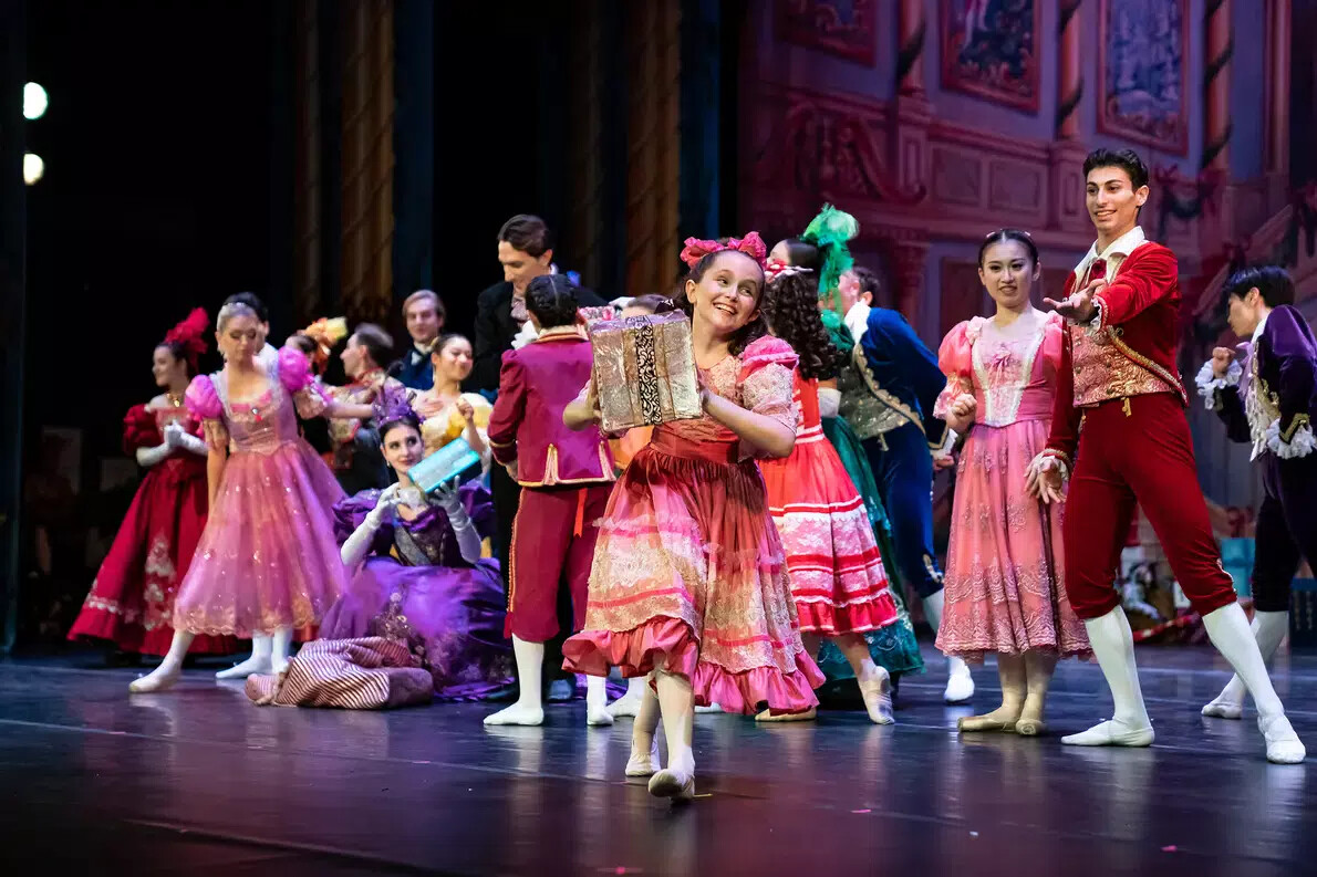 group scene from Nutcracker ballet