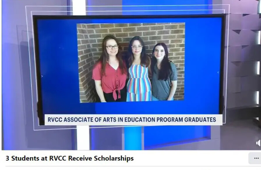 photo of 3 female students on video screen