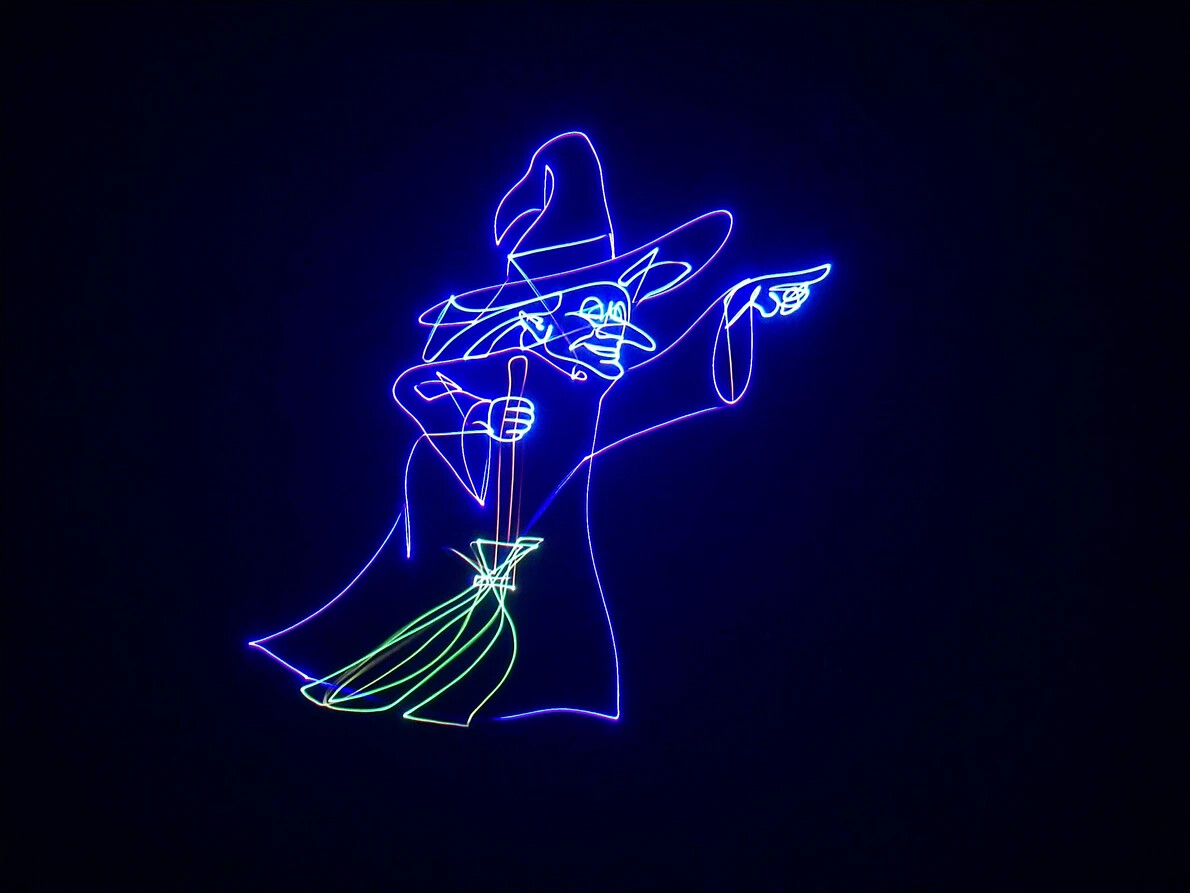 witch with broom laser image