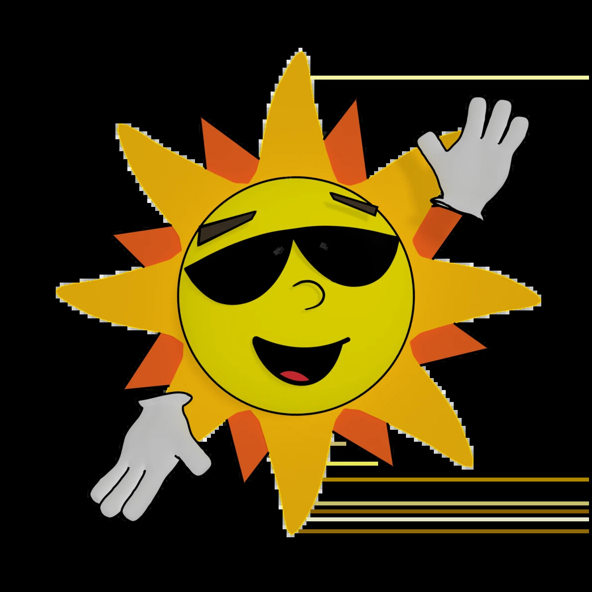 graphic of sun with white gloves