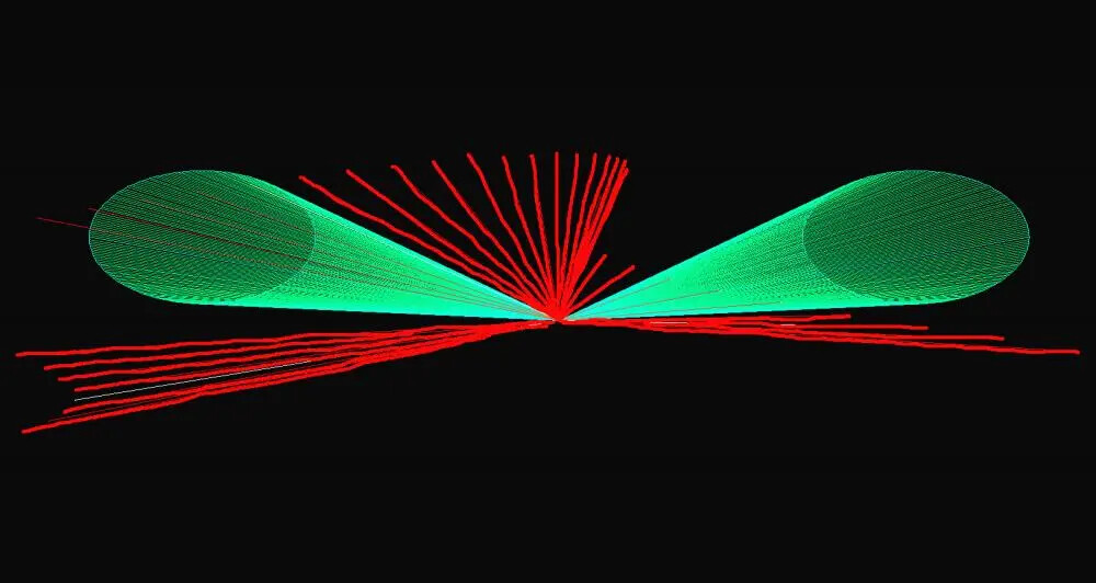 green and red laser image