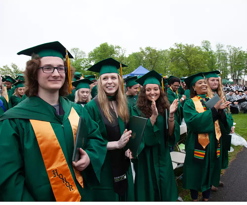 lines of grads outside