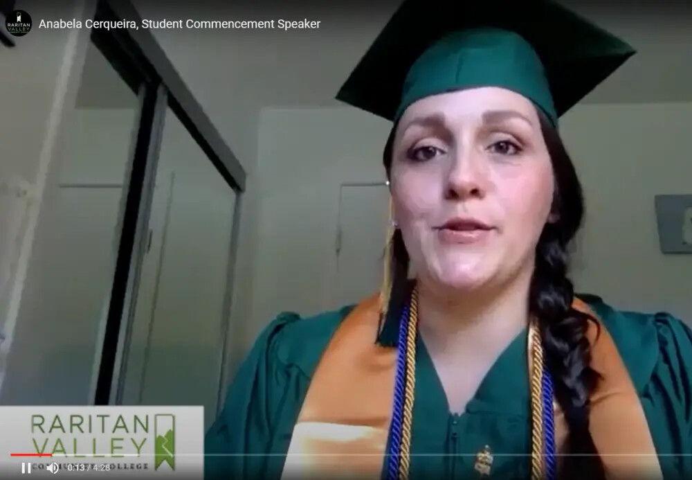 screen shot of student commencement speaker video