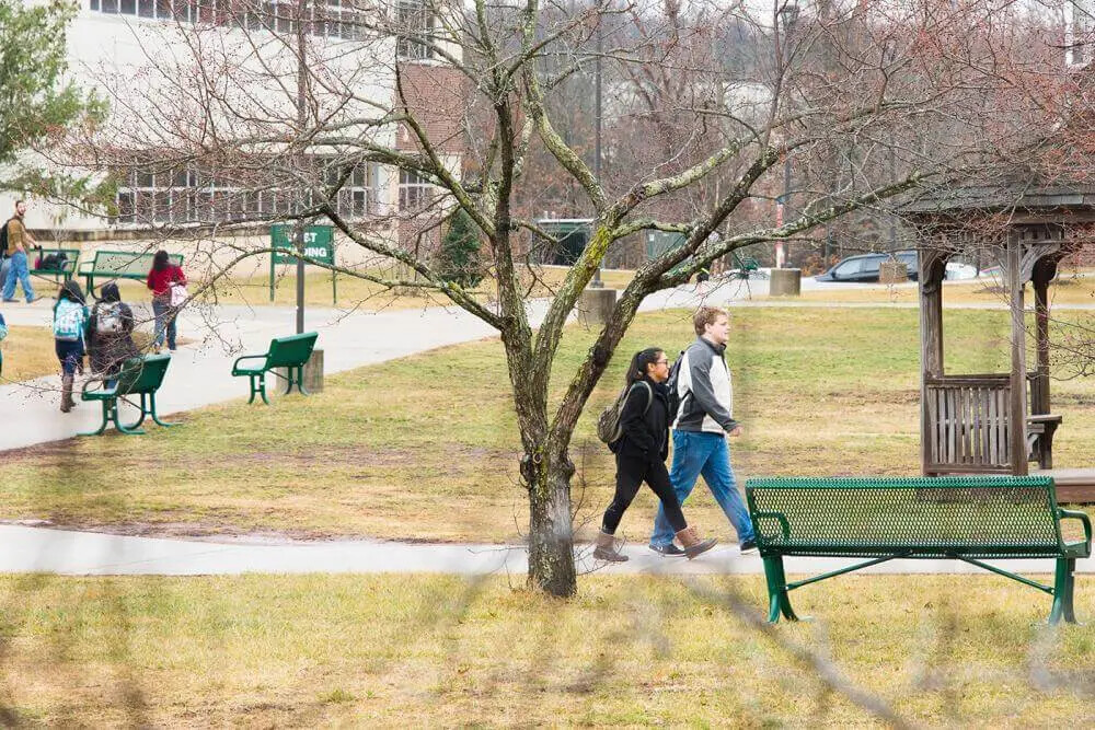 students walking outside