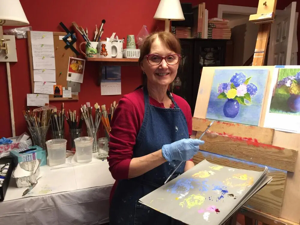 karen hartl in her art studio