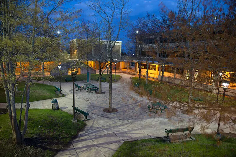 courtyard at night