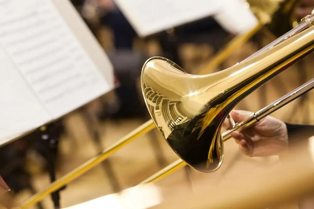 trombone and music stands