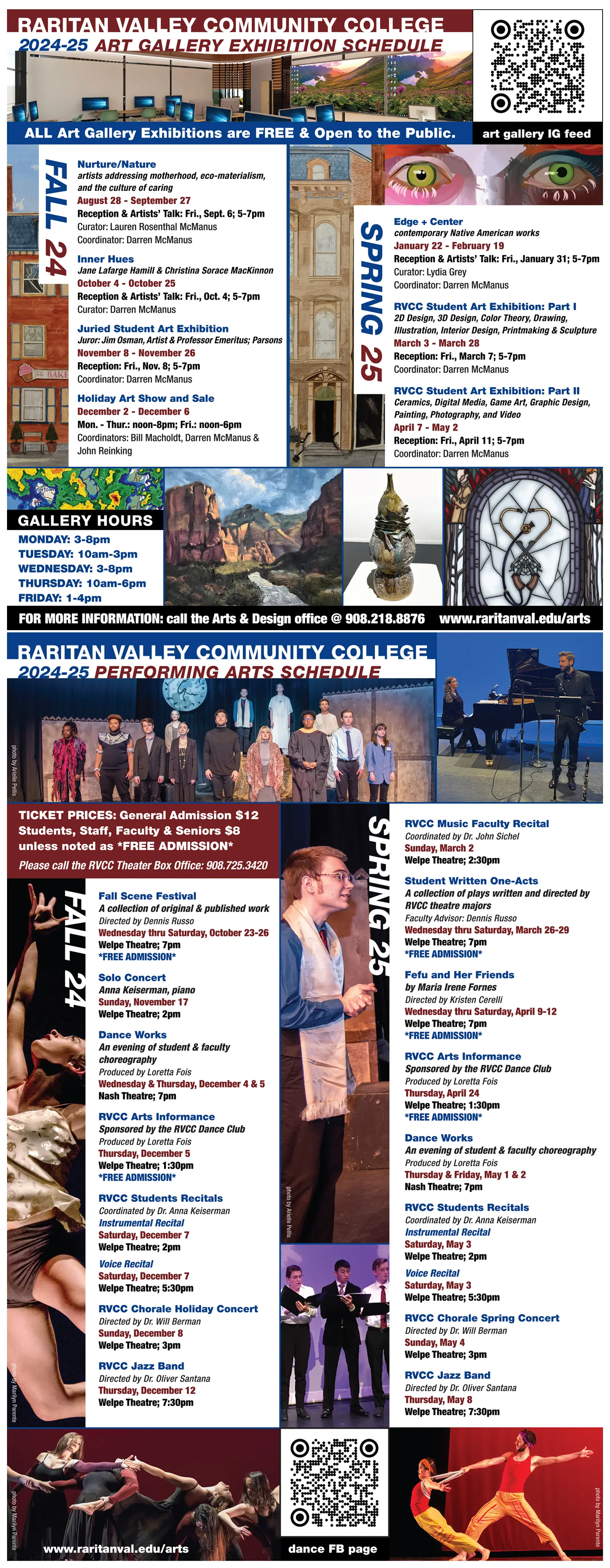 large brochure listing art gallery events and performing arts events