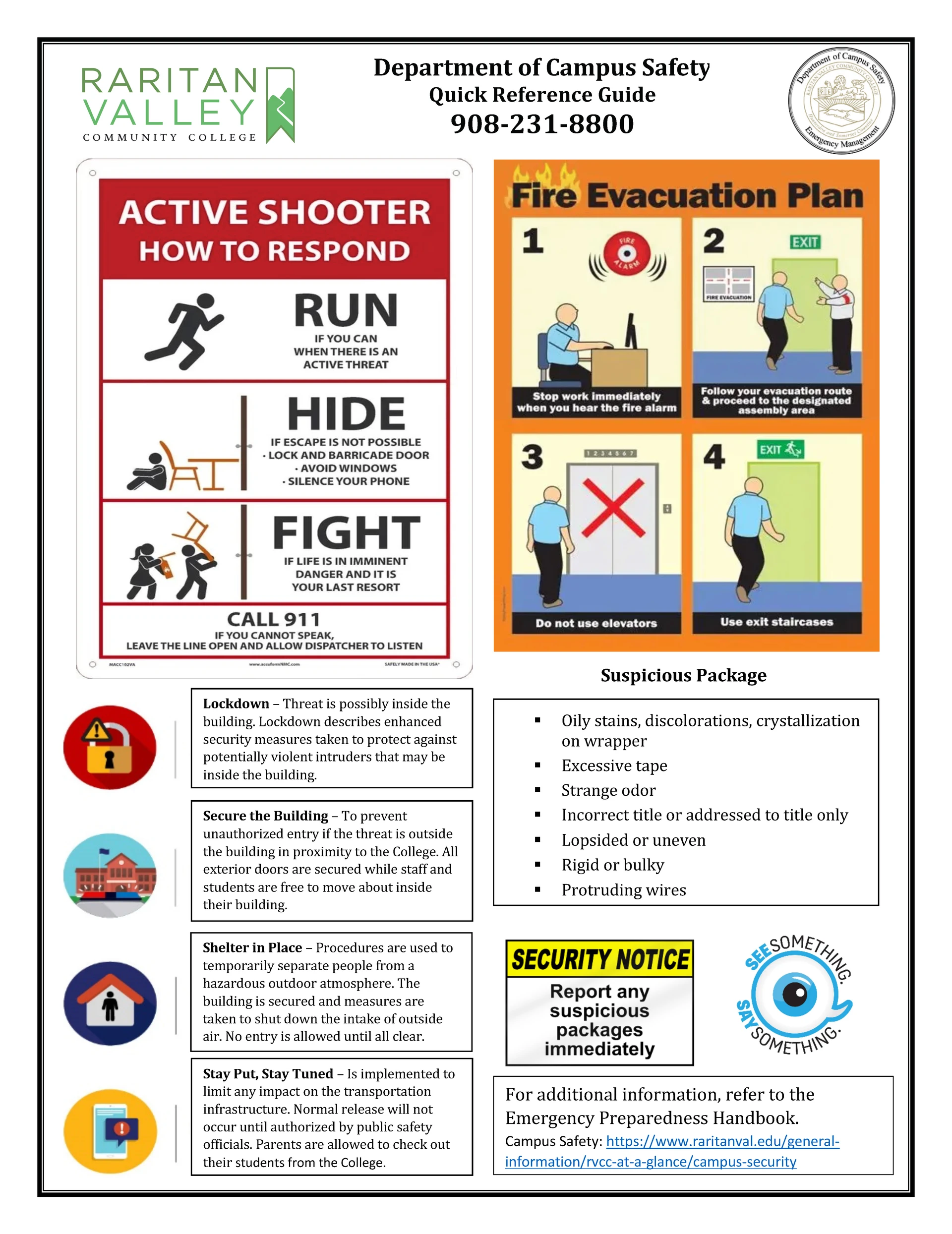 Campus Safety Refernece guide flyer