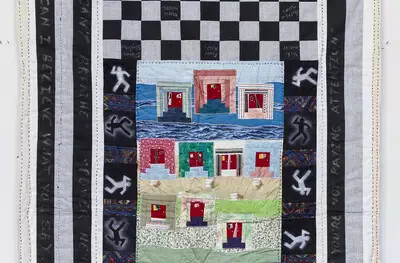 Detail of The Red Doors quilt