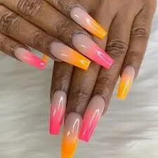 pink and orange nails