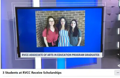 photo of 3 female students on video screen