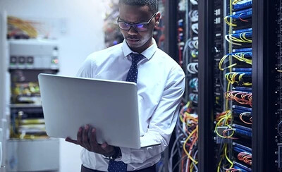 IT worker in server room