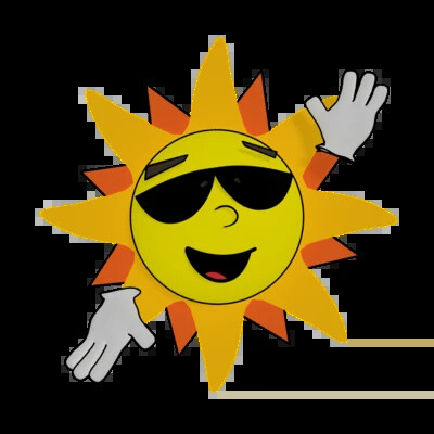 graphic of sun with white gloves