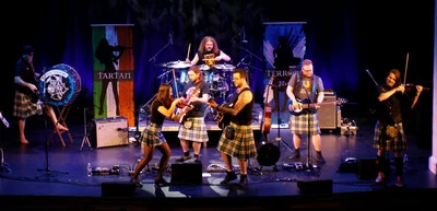 full band of the tartan terrors on stage