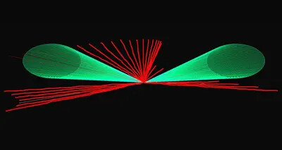 green and red planetarium laser image