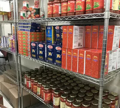 stocked shelves at rvcc food pantry